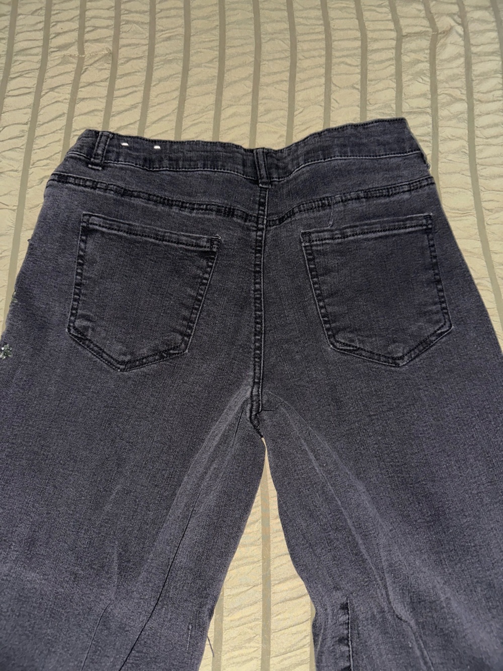 Black Rhinestone Women's Jeans - Picture 4 of 4